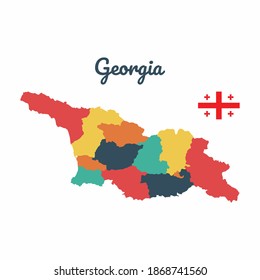 Colorful map of Georgia, Flag Of Georgia, Vector Infographic Map Eps 10