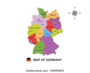 Detailed Map Germany Regions States Cities Stock Vector (Royalty Free ...