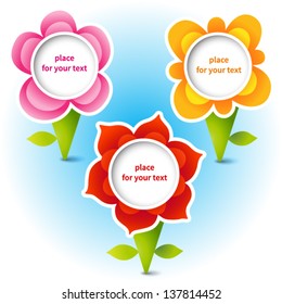 Colorful map icon in the form of flowers and place for text. Flower labels.