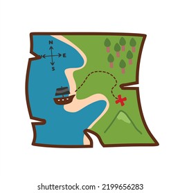 Colorful Map icon isolated on white background. Treasure map icon
