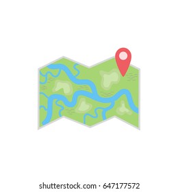 Colorful map icon with Pin Pointer. Vector illustration.  