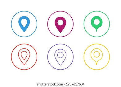 Colorful Map Icon Set Stylish design