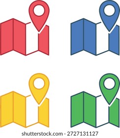 Iconos coloridos del mapa fijados con el Vector de los pernos de la ubicación	
