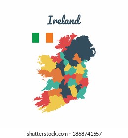 Colorful map of Ireland, Flag Of Ireland, Vector Infographic Map Eps 10