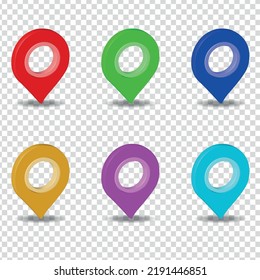 colorful map location pin pointers multiple color navigation 3d vector illustration graphics