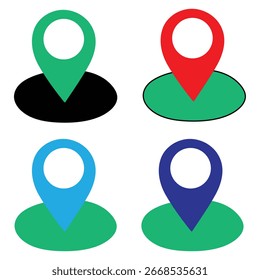 Colorful Map Location Pin Vector Icons Set – GPS Navigation and Marker Symbols