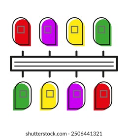 Colorful map markers. Navigation location pins. Direction pointers vector. Multicolor symbols.
