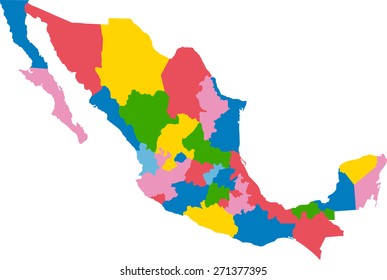 Colorful map of Mexico