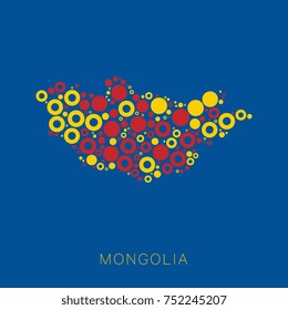 colorful map of mongolia filled with circles of different sizes