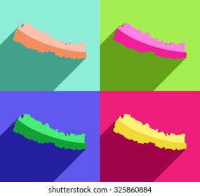 colorful map of the nepal with long shadow
