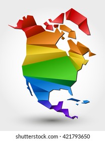 colorful map of North America. stylized concept