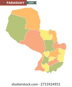 Mapa colorido del icono del mapa de Paraguay. Ilustración vectorial.