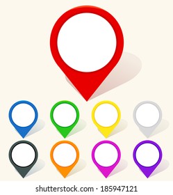 Colorful Map Pin Icon In Flat Style. Vector Illustration