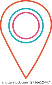 Ein farbiges Kartensymbol mit geschachtelten Kreisen, das die Position und die Punkte auf einer Karte darstellt.