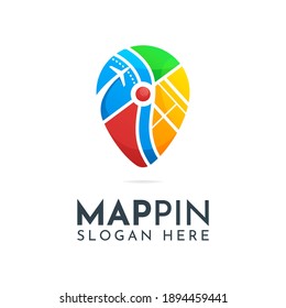 Plantilla de logotipo de pin de mapa colorido