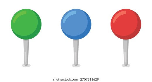 Colorido mapa Pin y Pushpin Icon Set Vector - Locación Marcador, oficina y símbolo de nota