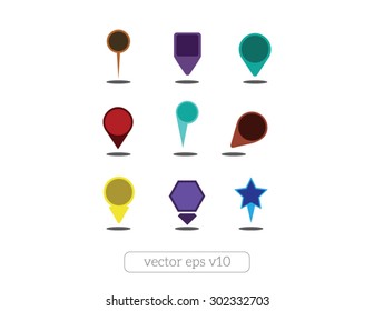 Colorful map pins set vector