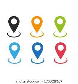 Colorful Map pointer icon. Set of map pointers. GPS location symbol. Flat design style. Vector EPS 10.