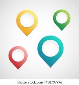 colorful map pointer, set of isolated vector symbol