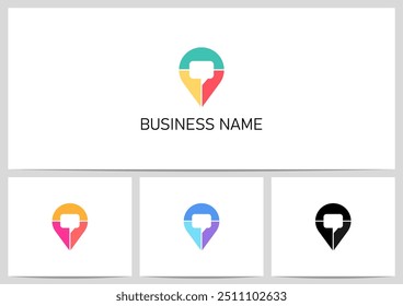 Colorful Map Pointer Speech Bubble in the Middle Logo Design