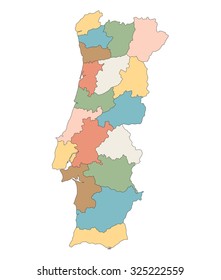 colorful map of Portugal (districts on separate layers)