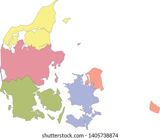 Colorful Map of Regions of Denmark