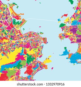 Colorful map of Rio de janeiro. Vector outline version for unlimited print sizes and web banner backgrounds.