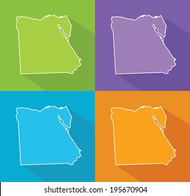 Colorful map silhouette with shadow - Egypt