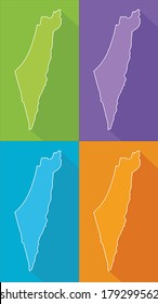 Colorful map silhouette with shadow - Israel 