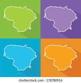 Colorful map silhouette with shadow - Lithuania