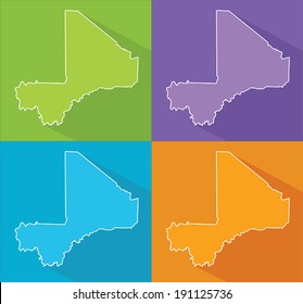 Colorful map silhouette with shadow - Mali