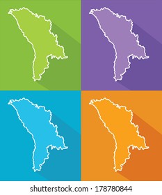 Colorful map silhouette with shadow - Moldova