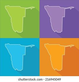 Colorful map silhouette with shadow - Namibia