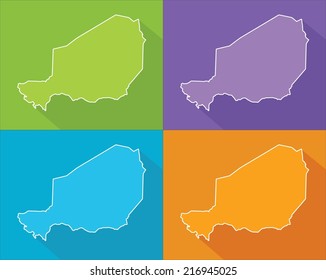 Colorful map silhouette with shadow - Niger