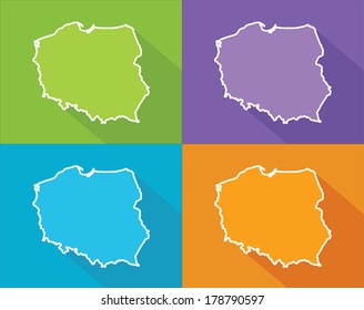 Farbige Silhouette mit Schatten - Polen