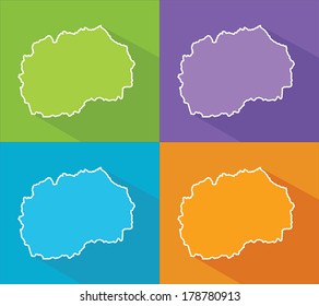 Colorful map silhouette with shadow - Republic of Macedonia