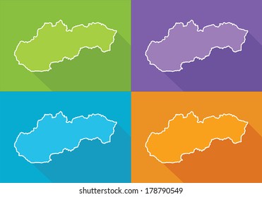 Colorful map silhouette with shadow - Slovakia