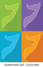 Colorful map silhouette with shadow - Somalia