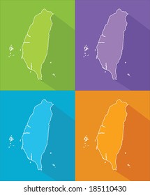 Colorful map silhouette with shadow - Taiwan