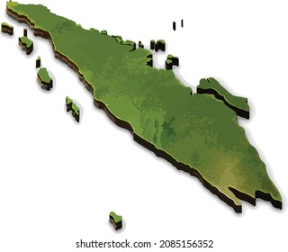 Colorful map of sumatra island from indonesia