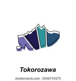 Bunte Karte von Tokorozawa Flat Element Design, Vektor auf weißem Hintergrund