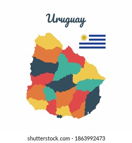 Colorful map of Uruguay, Flag Of Uruguay, Vector Infographic Map Eps 10