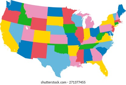 Colorful map of USA