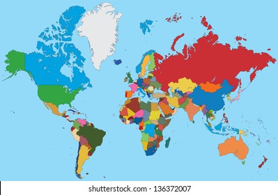 Colorful map of World