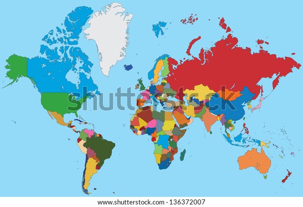 Colorful Map World Stock Vector (Royalty Free) 136372007