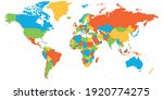 Colorful map of World. High detail blank political map. Vector illustration.