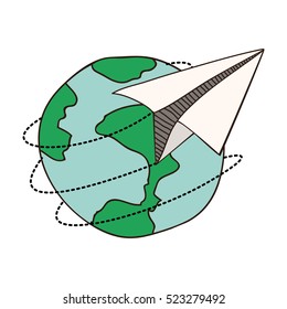 colorful map of the world and plane of paper