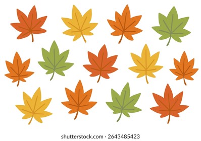 Colorful Maple Leaves Autumn Illustration