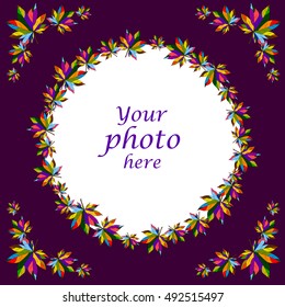 Colorful maple leaves. Foliage frame. Circle frame