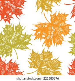 Colorful maple leaves seamless pattern